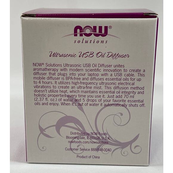 Now Solutions Ultrasonic USB Aromatherapy Oil Diffuser Heat Free Portable NEW - Picture 3 of 5